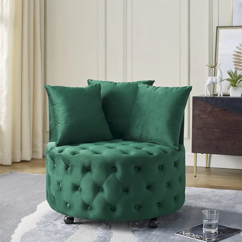 Fauteuil d'appoint capitonné pivotant Green Modern 30
