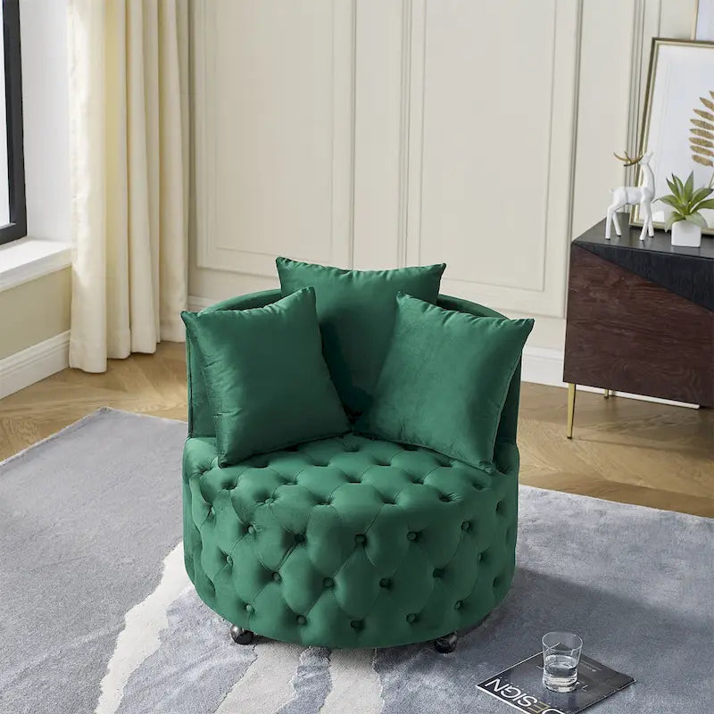 Fauteuil d'appoint capitonné pivotant Green Modern 30