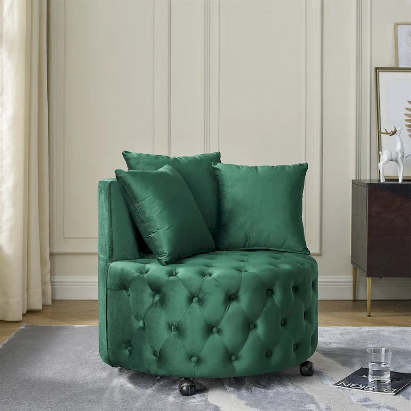 Fauteuil d'appoint capitonné pivotant Green Modern 30