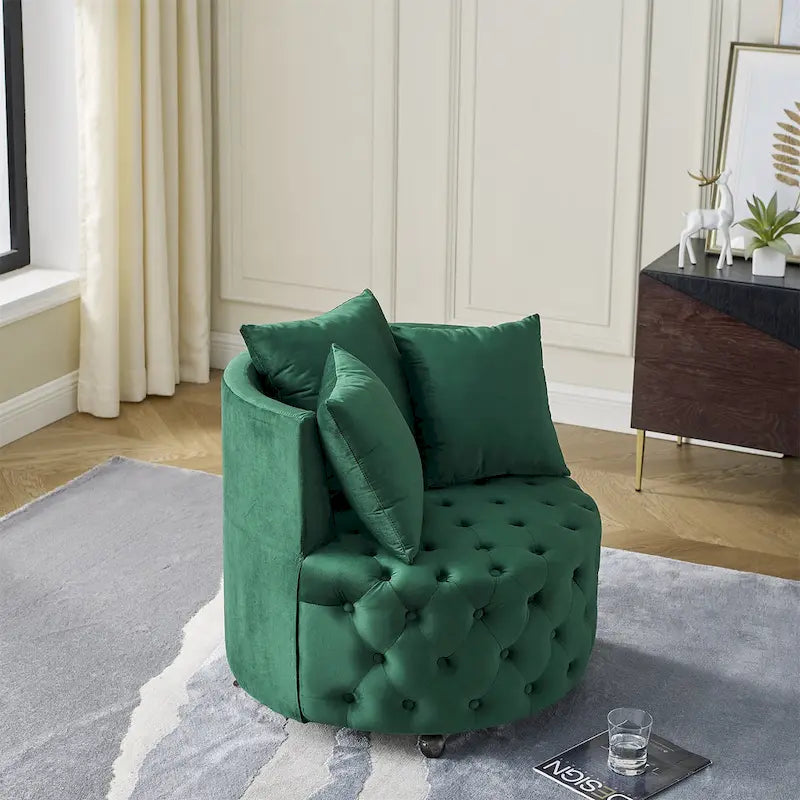 Fauteuil d'appoint capitonné pivotant Green Modern 30