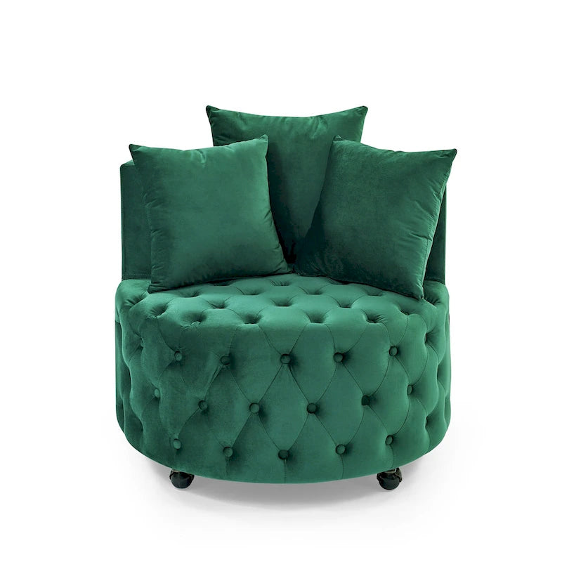 Fauteuil d'appoint capitonné pivotant Green Modern 30