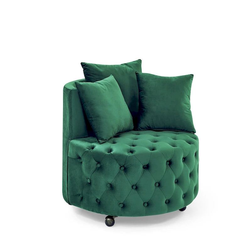 Fauteuil d'appoint capitonné pivotant Green Modern 30