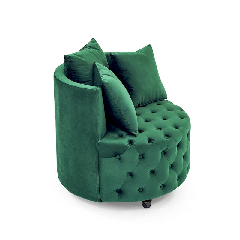 Fauteuil d'appoint capitonné pivotant Green Modern 30