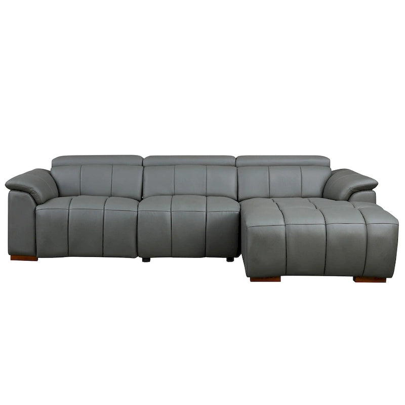 Canapé inclinable mural moderne à commande électrique en cuir véritable en forme de L, meubles de salon avec port USB