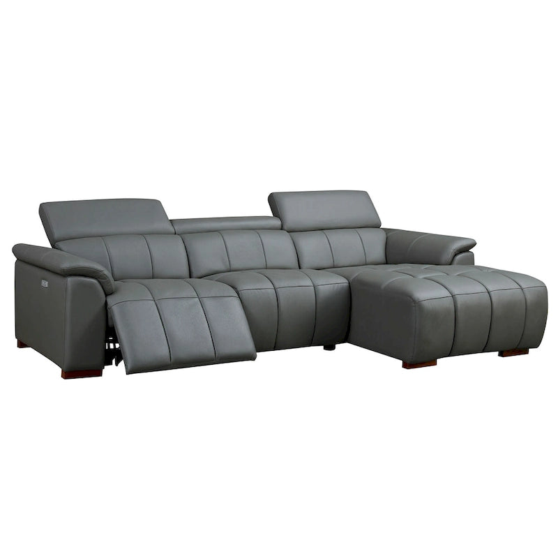 Canapé inclinable mural moderne à commande électrique en cuir véritable en forme de L, meubles de salon avec port USB