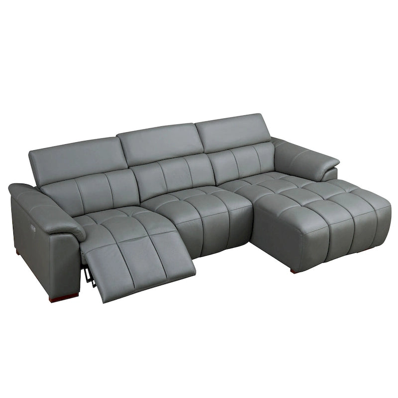 Canapé inclinable mural moderne à commande électrique en cuir véritable en forme de L, meubles de salon avec port USB