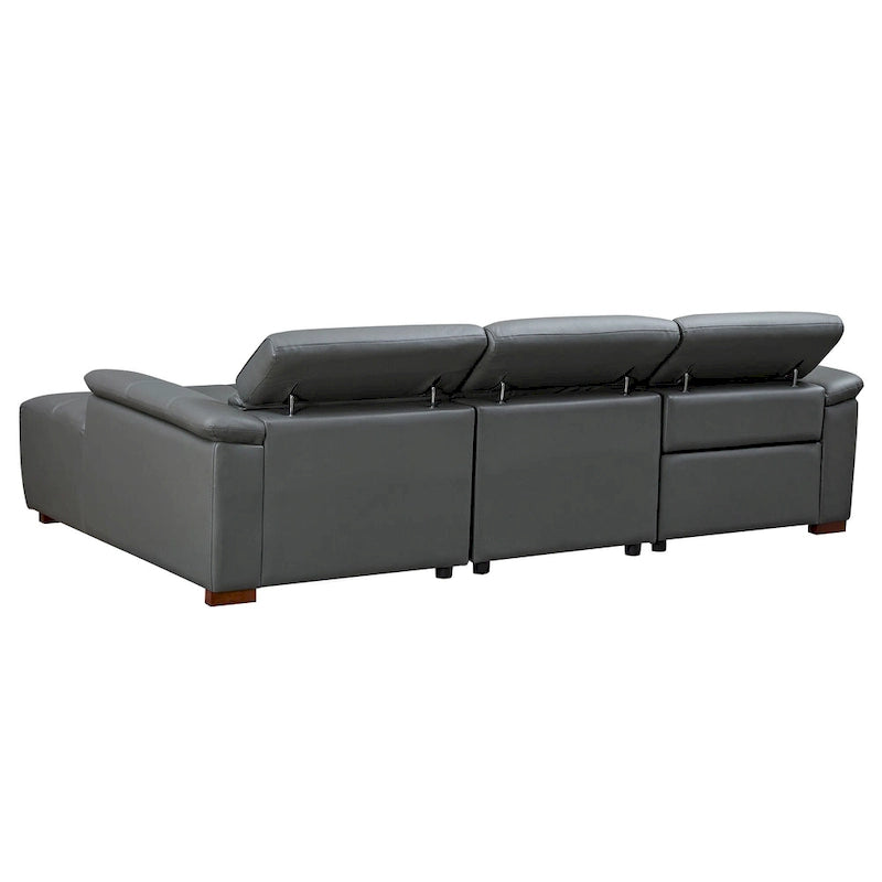 Canapé inclinable mural moderne à commande électrique en cuir véritable en forme de L, meubles de salon avec port USB