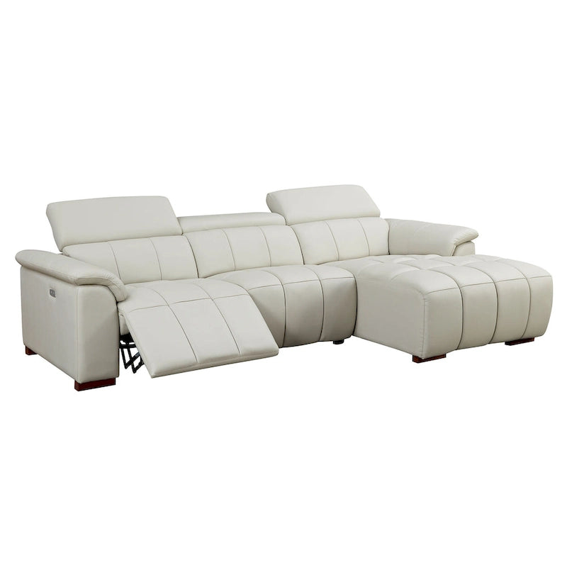 Canapé inclinable mural moderne à commande électrique en cuir véritable en forme de L, meubles de salon avec port USB
