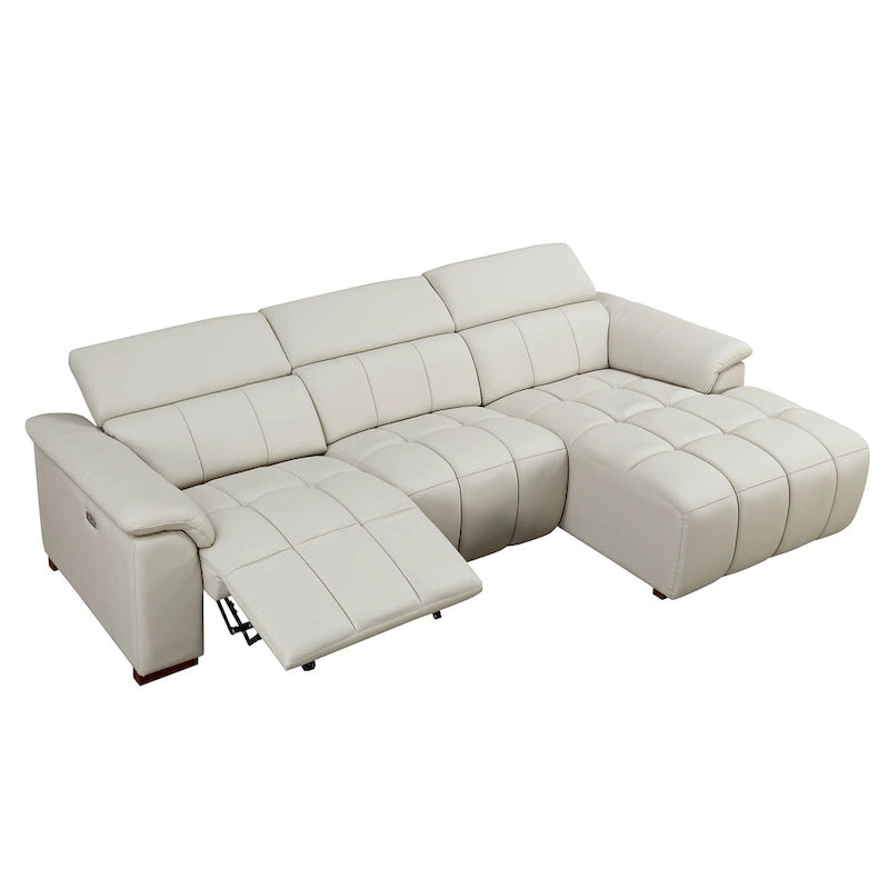 Canapé inclinable mural moderne à commande électrique en cuir véritable en forme de L, meubles de salon avec port USB
