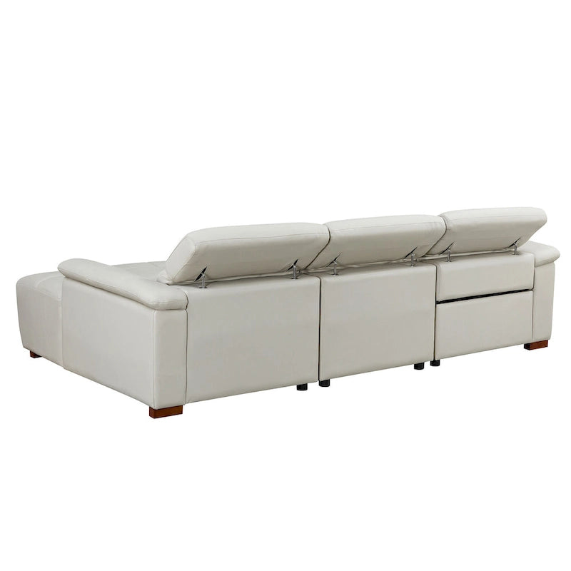 Canapé inclinable mural moderne à commande électrique en cuir véritable en forme de L, meubles de salon avec port USB