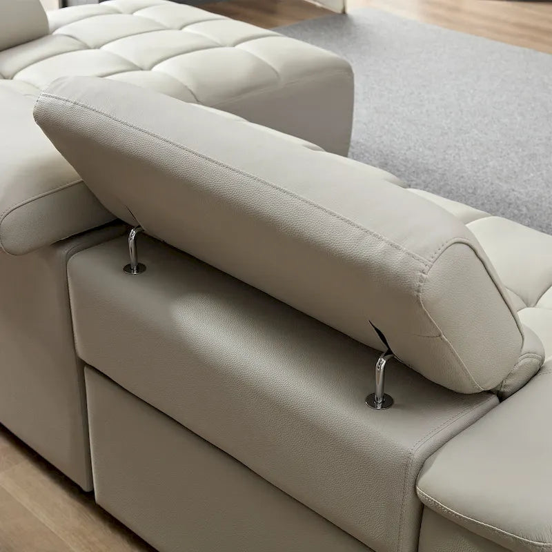 Canapé inclinable mural moderne à commande électrique en cuir véritable en forme de L, meubles de salon avec port USB