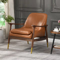 Fauteuil de salon en similicuir marron 29.2 avec pieds fuselés