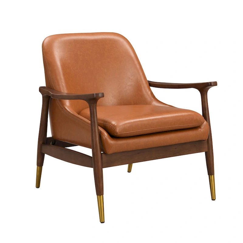 Fauteuil de salon en similicuir marron 29.2 avec pieds fuselés