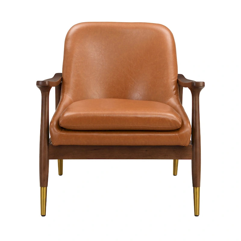 Fauteuil de salon en similicuir marron 29.2 avec pieds fuselés