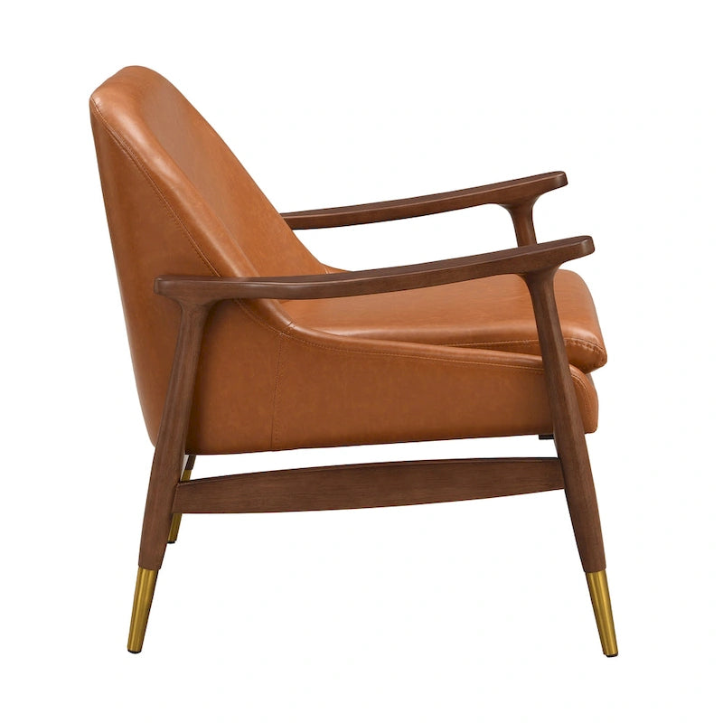 Fauteuil de salon en similicuir marron 29.2 avec pieds fuselés