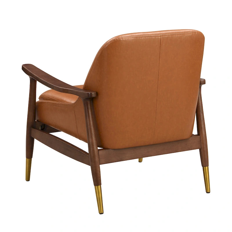 Fauteuil de salon en similicuir marron 29.2 avec pieds fuselés