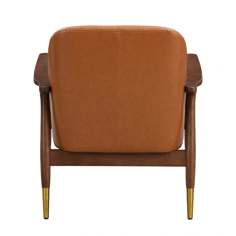 Fauteuil de salon en similicuir marron 29.2 avec pieds fuselés
