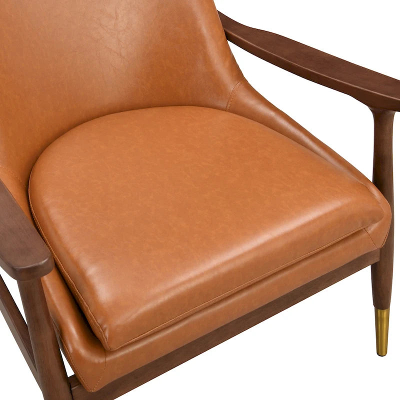 Fauteuil de salon en similicuir marron 29.2 avec pieds fuselés