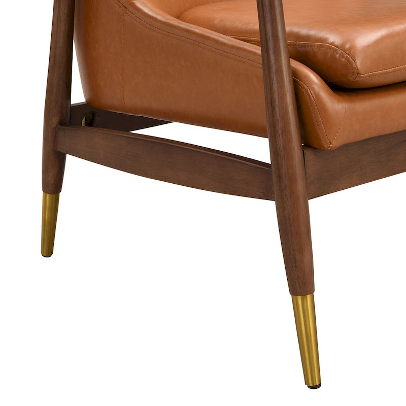 Fauteuil de salon en similicuir marron 29.2 avec pieds fuselés