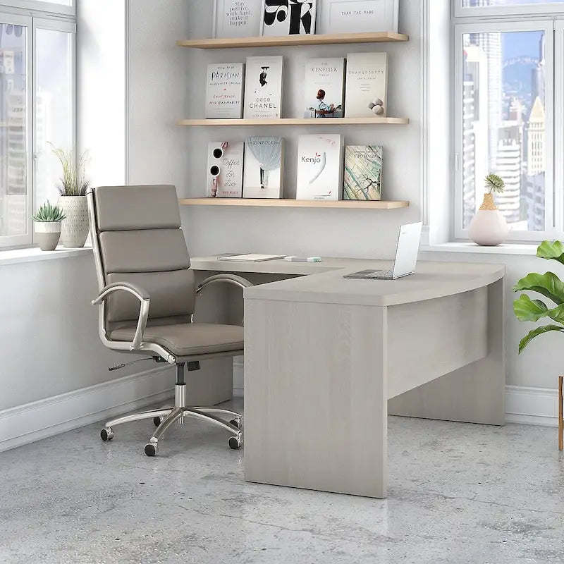 Bureau d'angle en L avec devant incurvé
