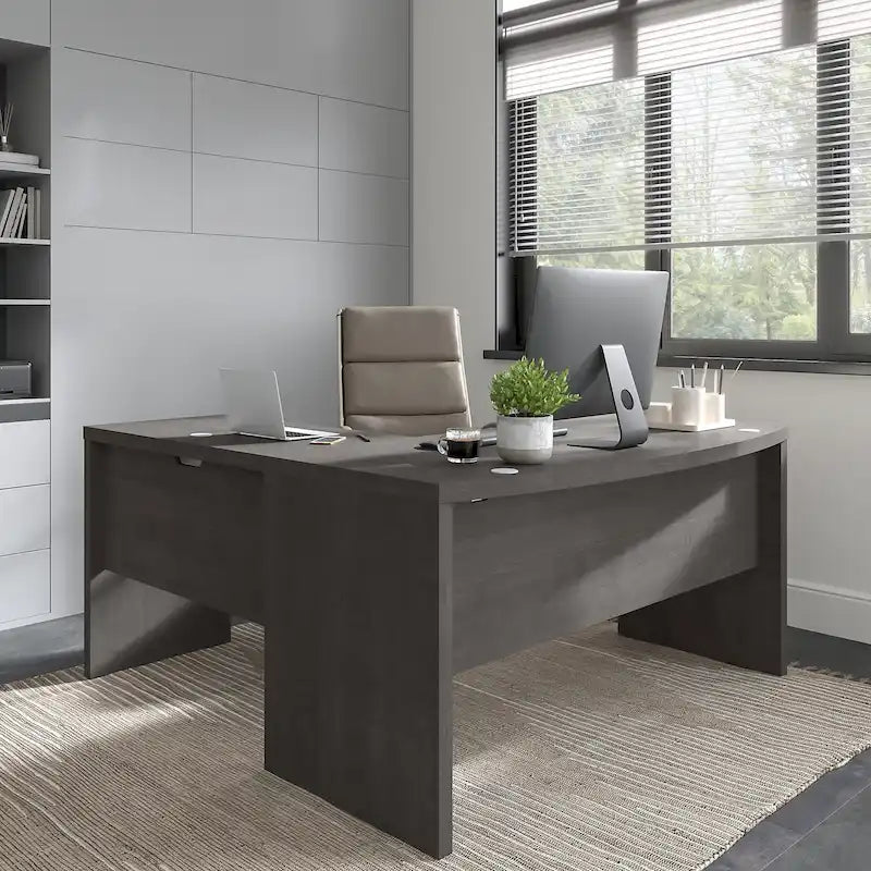 Bureau d'angle en L avec devant incurvé