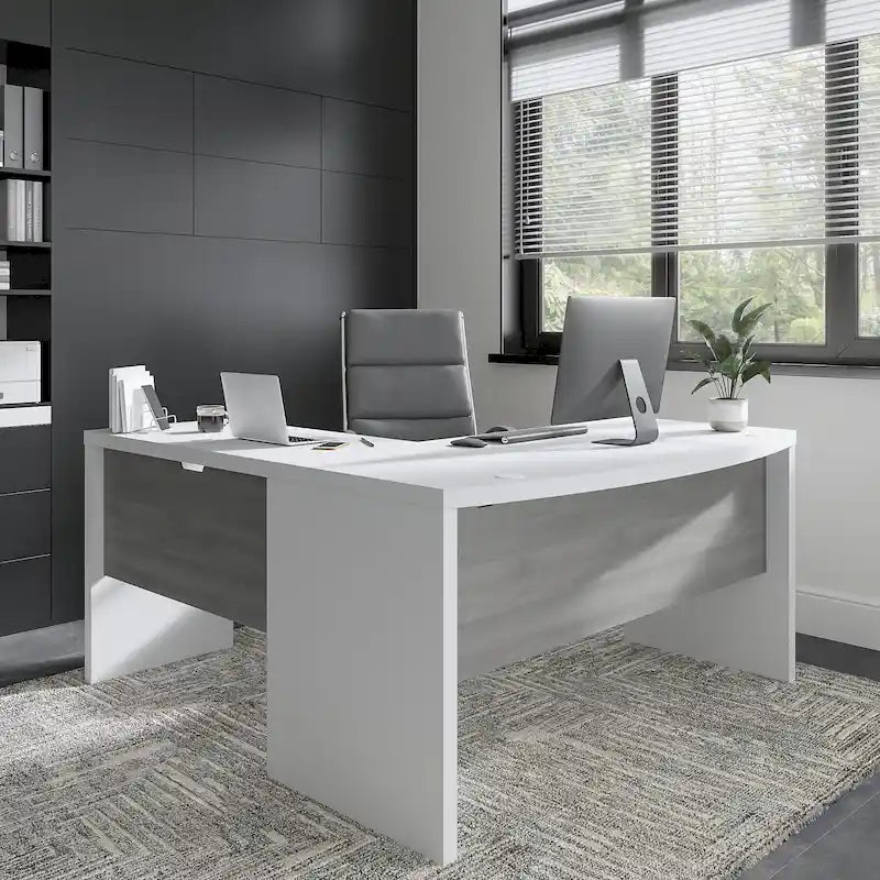 Bureau d'angle en L avec devant incurvé