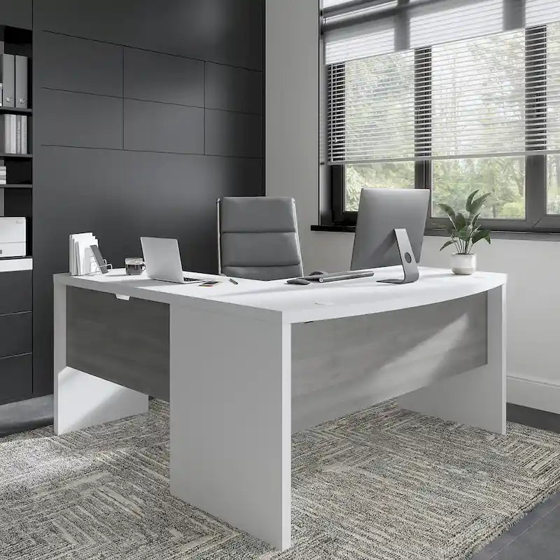 Bureau d'angle en L avec devant incurvé