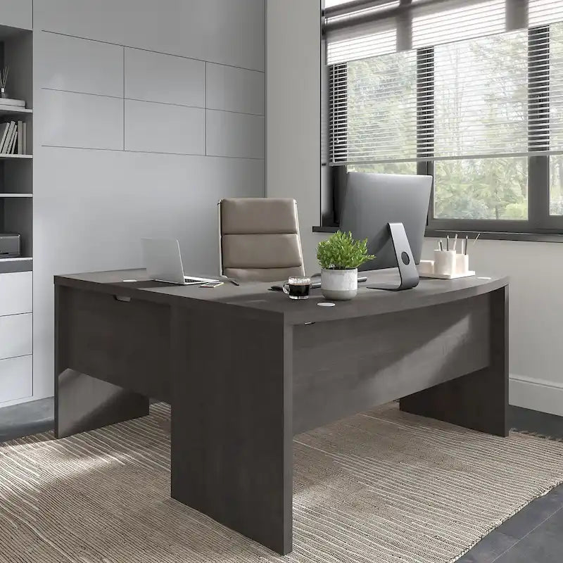 Bureau d'angle en L avec devant incurvé
