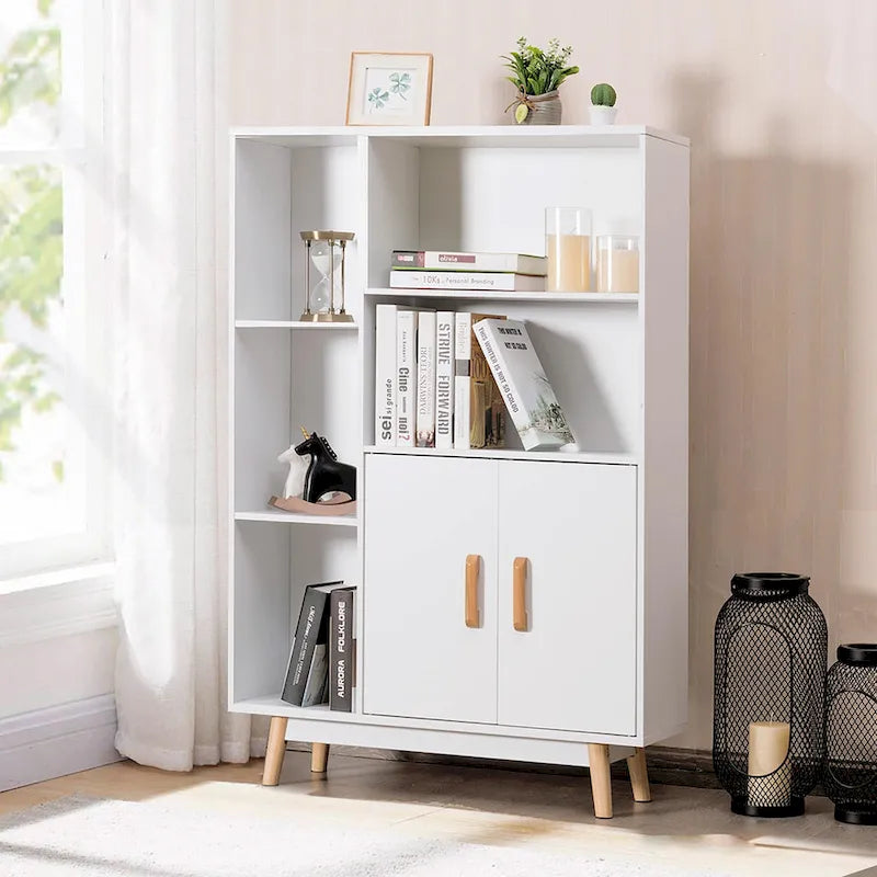 Meuble de rangement au sol, étagère bibliothèque autoportante en bois