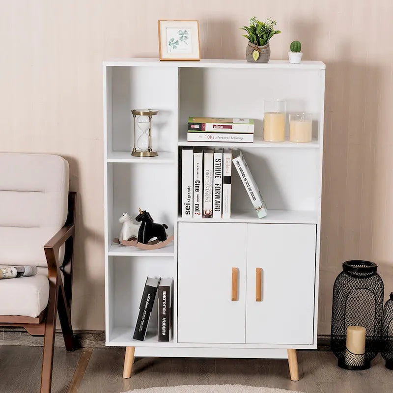 Meuble de rangement au sol, étagère bibliothèque autoportante en bois