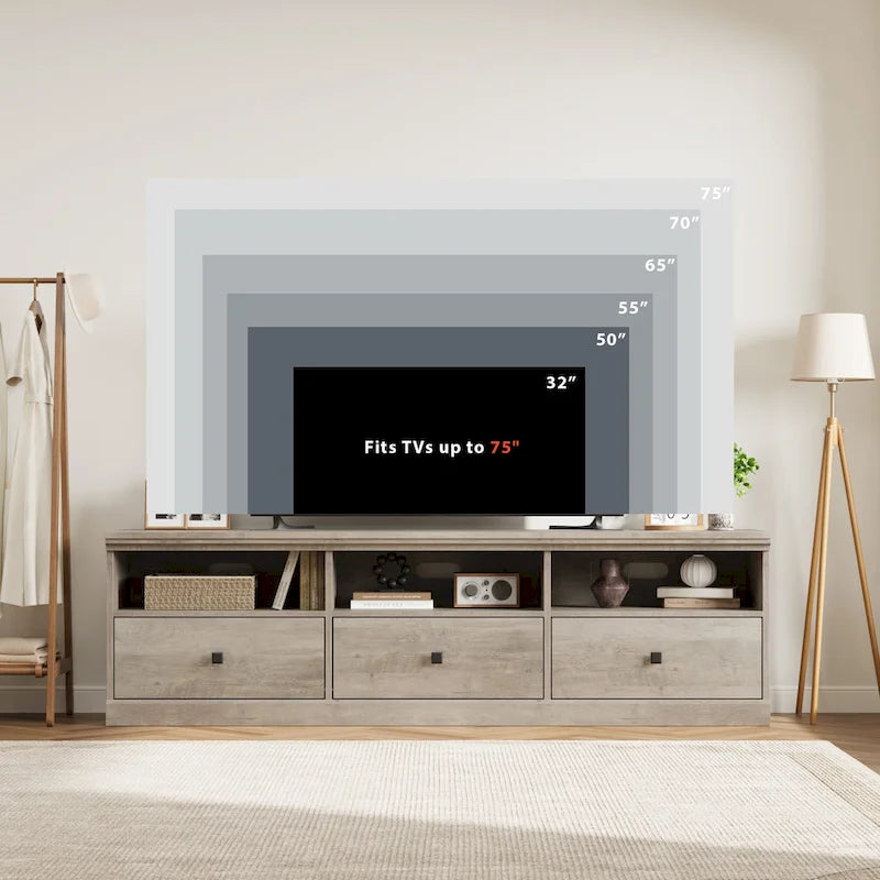 Meuble TV pour téléviseur de 75 pouces, meuble de divertissement avec tiroir de rangement - 65 pouces