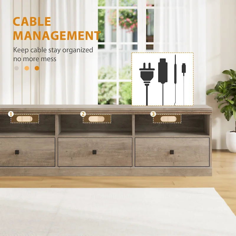 Meuble TV pour téléviseur de 75 pouces, meuble de divertissement avec tiroir de rangement - 65 pouces