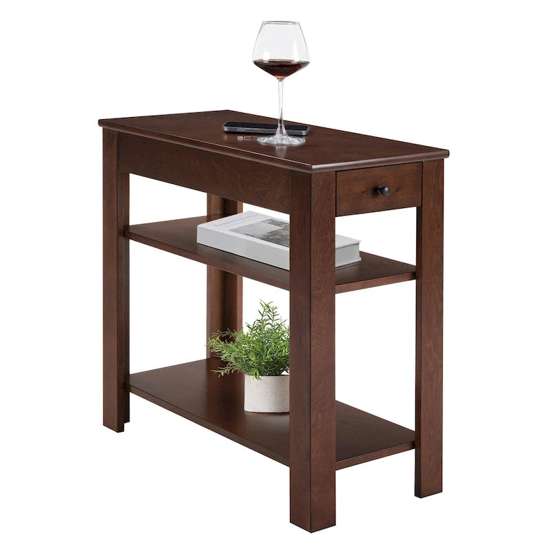 Table d'appoint avec tiroir et étagères