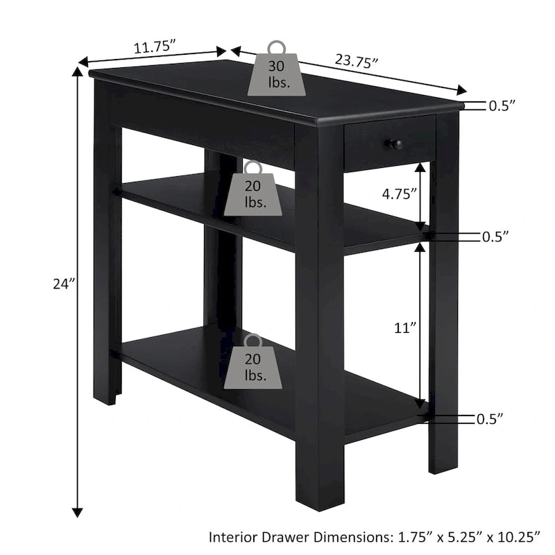 Table d'appoint avec tiroir et étagères