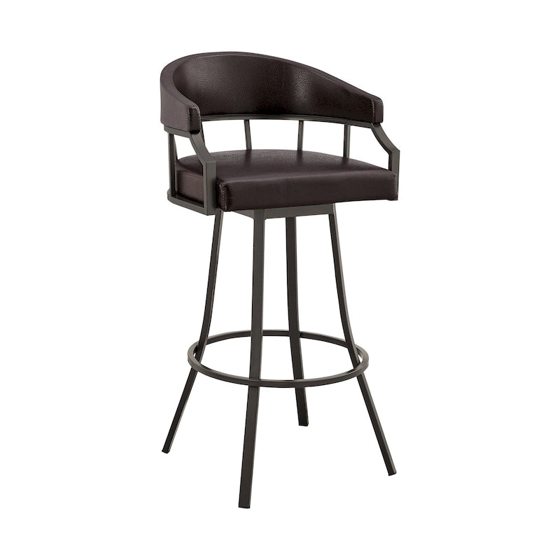 Tabouret de bar pivotant en similicuir avec structure en fer et repose-pieds