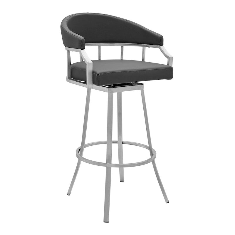 Tabouret de bar pivotant en similicuir avec structure en fer et repose-pieds