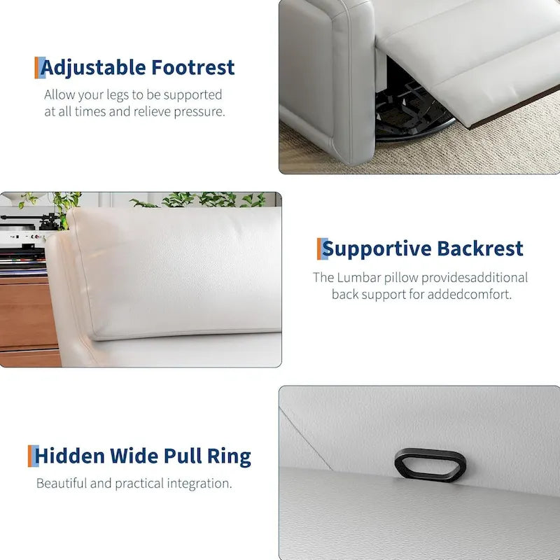 Fauteuil inclinable manuel, fauteuil inclinable, à bascule et pivotant à 360° avec dossier ergonomique