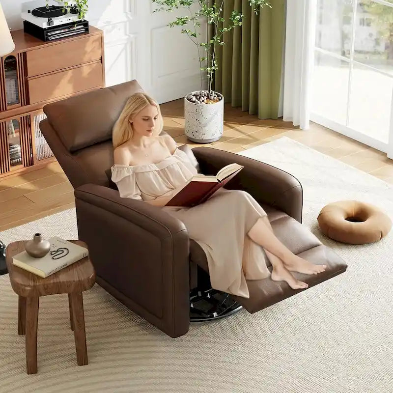 Fauteuil inclinable manuel, fauteuil inclinable, à bascule et pivotant à 360° avec dossier ergonomique