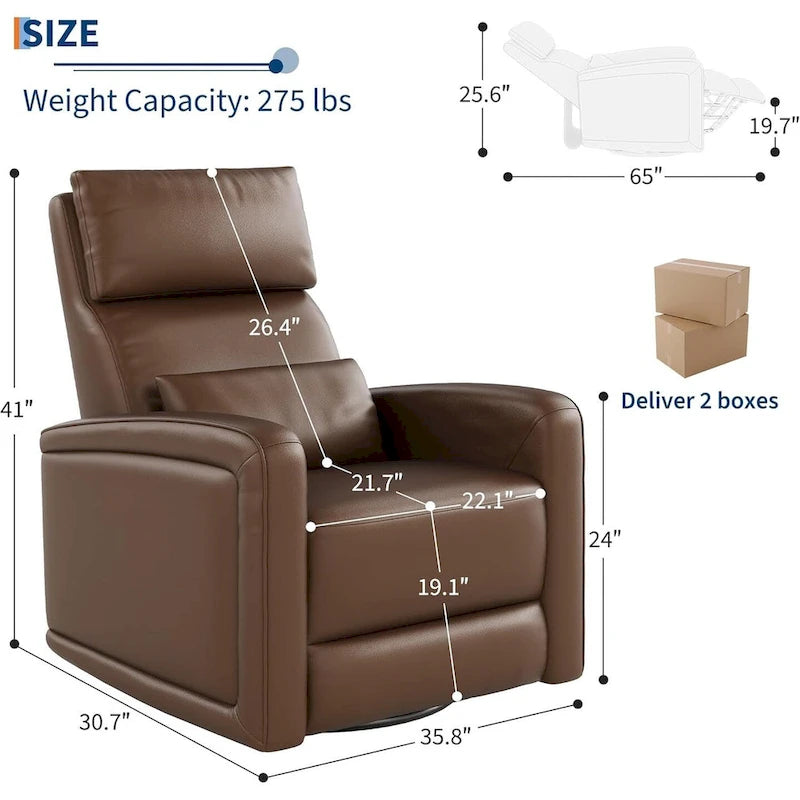Fauteuil inclinable manuel, fauteuil inclinable, à bascule et pivotant à 360° avec dossier ergonomique