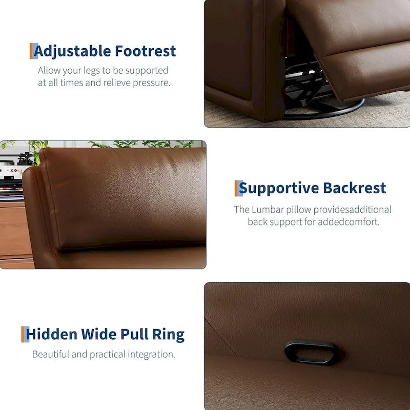 Fauteuil inclinable manuel, fauteuil inclinable, à bascule et pivotant à 360° avec dossier ergonomique