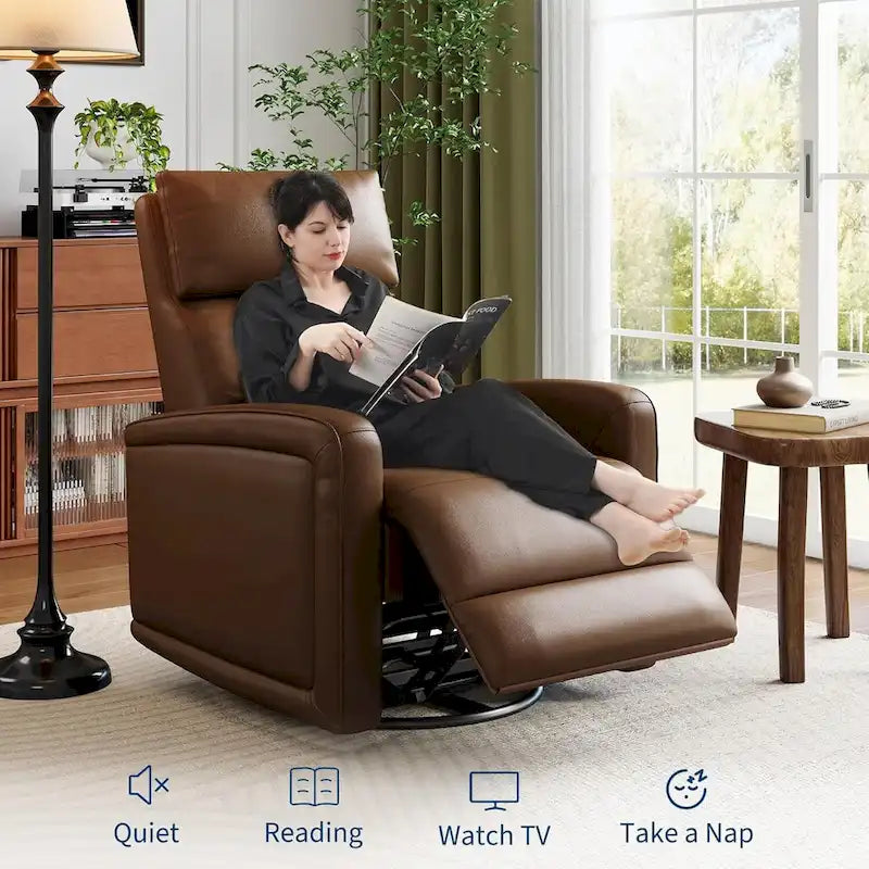 Fauteuil inclinable manuel, fauteuil inclinable, à bascule et pivotant à 360° avec dossier ergonomique