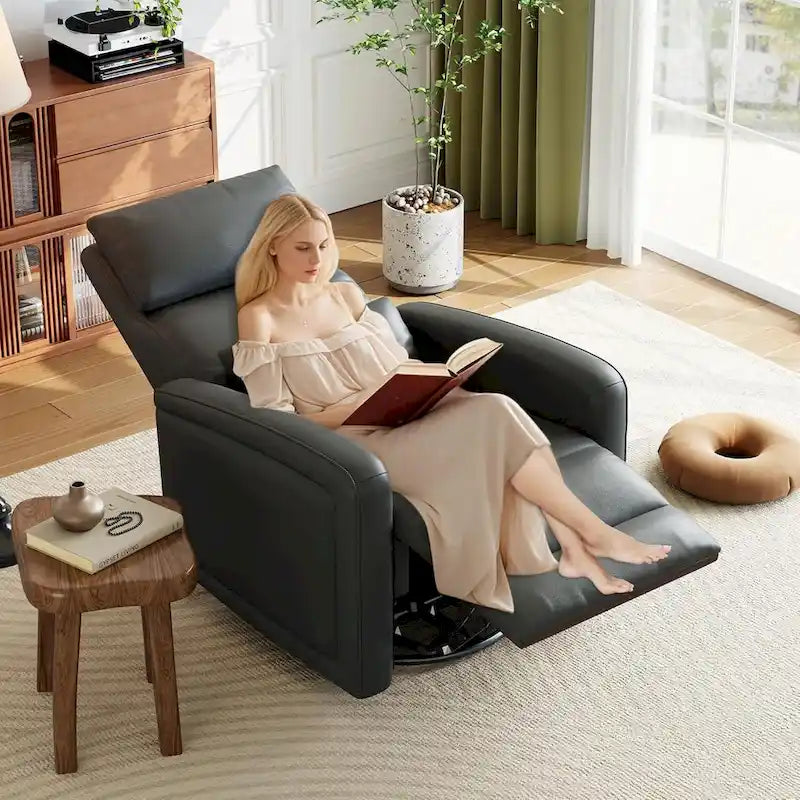 Fauteuil inclinable manuel, fauteuil inclinable, à bascule et pivotant à 360° avec dossier ergonomique