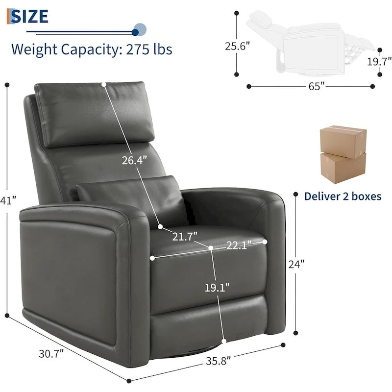 Fauteuil inclinable manuel, fauteuil inclinable, à bascule et pivotant à 360° avec dossier ergonomique