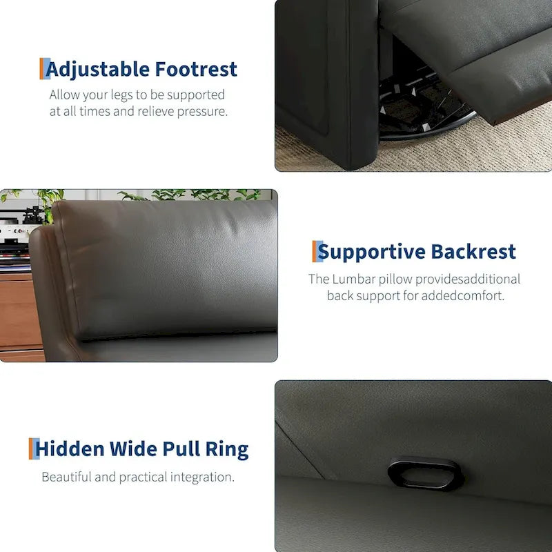 Fauteuil inclinable manuel, fauteuil inclinable, à bascule et pivotant à 360° avec dossier ergonomique