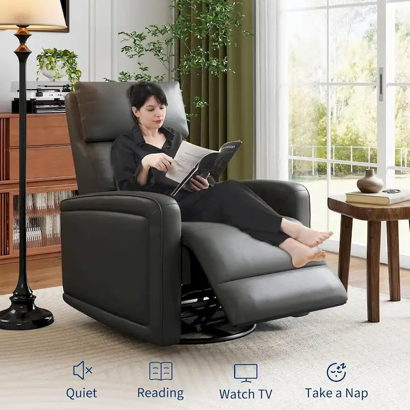 Fauteuil inclinable manuel, fauteuil inclinable, à bascule et pivotant à 360° avec dossier ergonomique