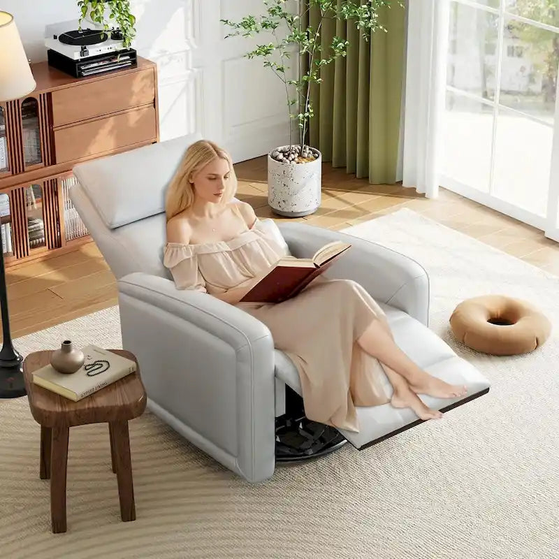 Fauteuil inclinable manuel, fauteuil inclinable, à bascule et pivotant à 360° avec dossier ergonomique