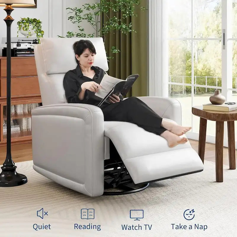 Fauteuil inclinable manuel, fauteuil inclinable, à bascule et pivotant à 360° avec dossier ergonomique