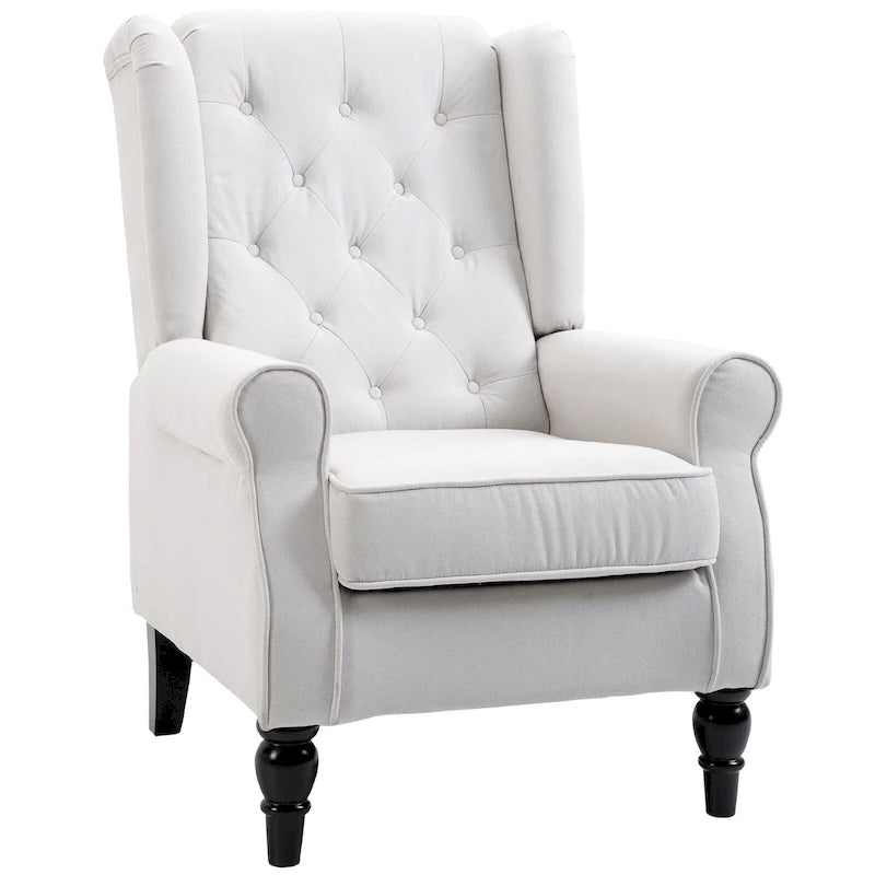 Fauteuil d'appoint capitonné à dossier haut 29,3 po blanc crème