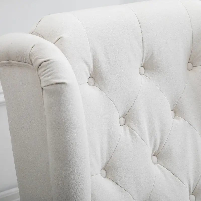 Fauteuil d'appoint capitonné à dossier haut 29,3 po blanc crème