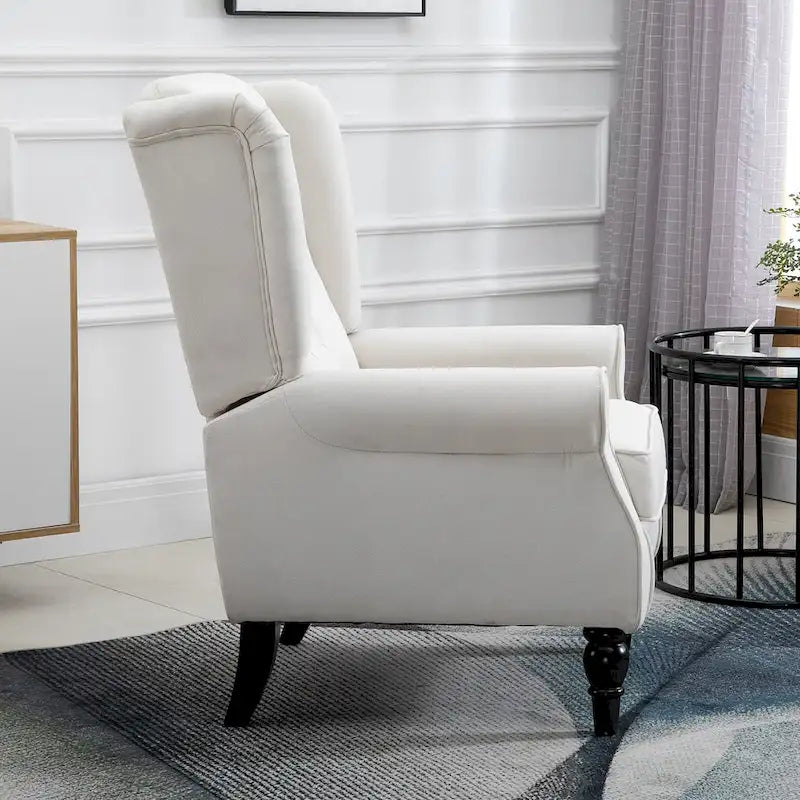 Fauteuil d'appoint capitonné à dossier haut 29,3 po blanc crème